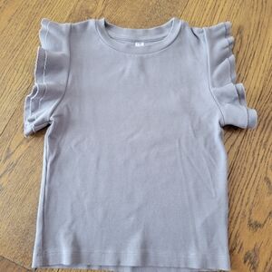 Gray Flutter Sleeve Kids Top